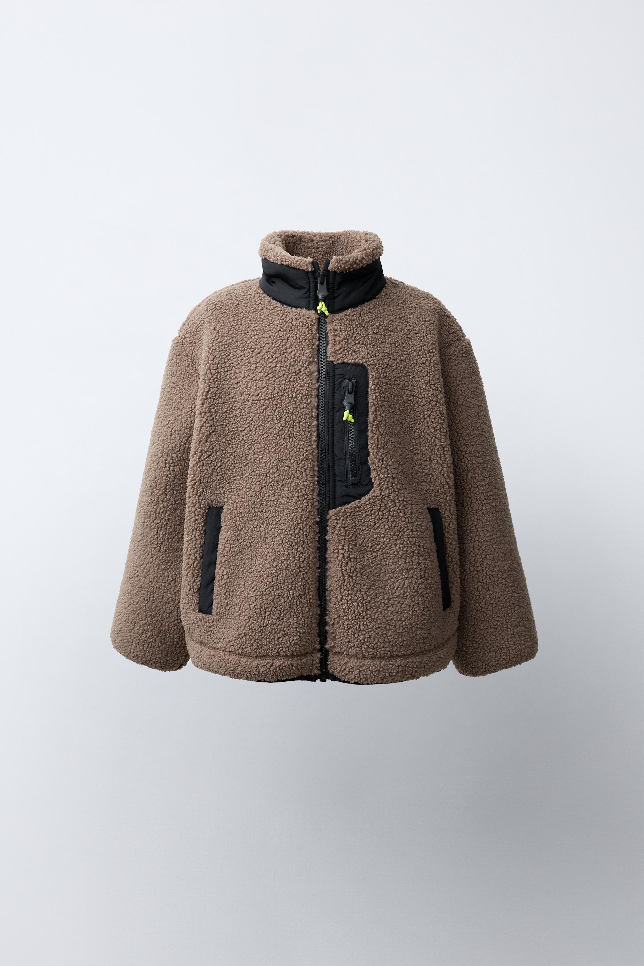 BLOUSON EFFET MOUTON CONTRASTANT